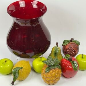 PartyLite Red Vase with Fruit Accents